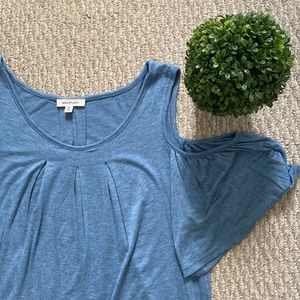 Max Studio Blue Cold Shoulder Swing Top